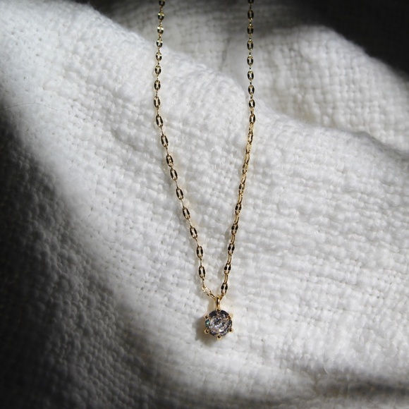 Sterling Silver Gold Gucci Chain with Cubic Zirconia Charm - Picture 6 of 7